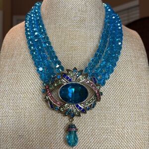 Heidi Daus Turquoise and Pink Crystal Necklace